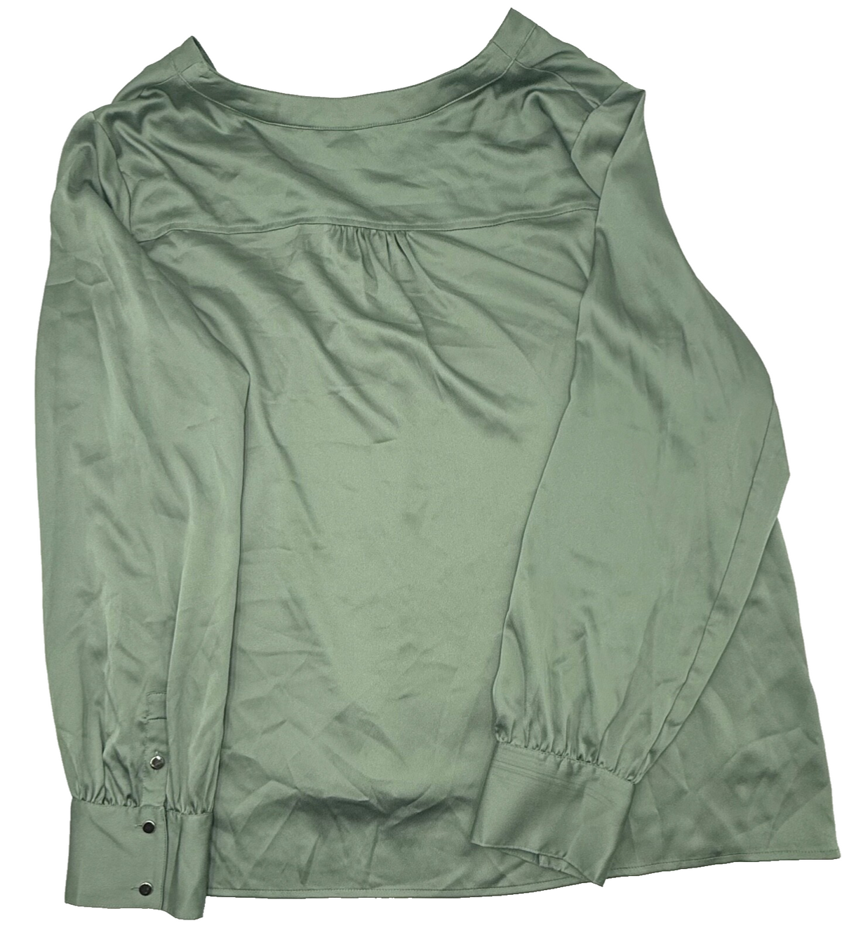 $79 WHBM Women’s-Button Blouse Shirt -Sage Green- XLarge-New Tag