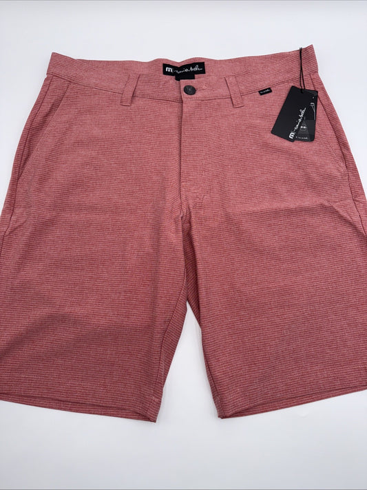 $94 Travis Mathew Men’s Sand Harbor Golf Shorts-Heather Garnet Rose- 32W-New Tag