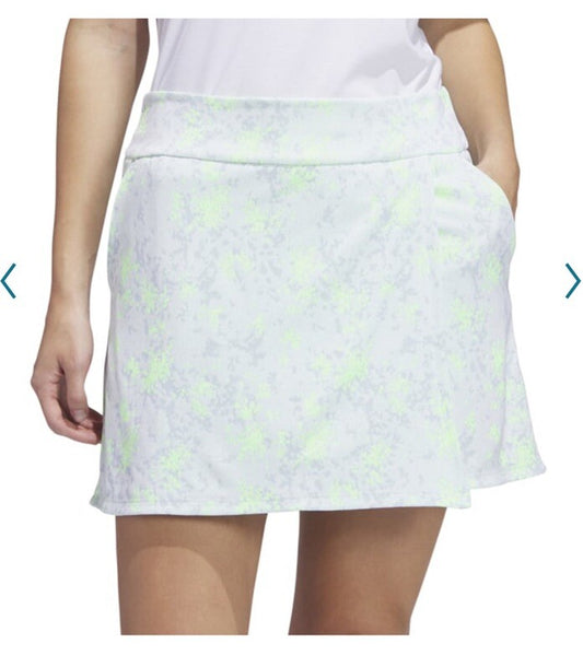 $80 Adidas Women’s JACQUARD Golf Skirt SKORT-White/Lucid Lemon-Medium-New Tags