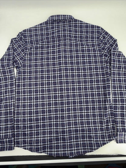 $158 Rhone Men’s Hardy Flannel Shirt Stretch- Blue White Plaids- Small -NEW Tag