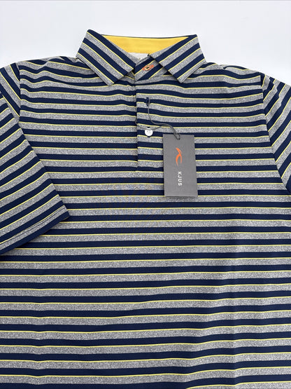 $99 Kjus Men’s Soren Golf Polo Striped Performance Shirt- Navy -Size: 50/Medium