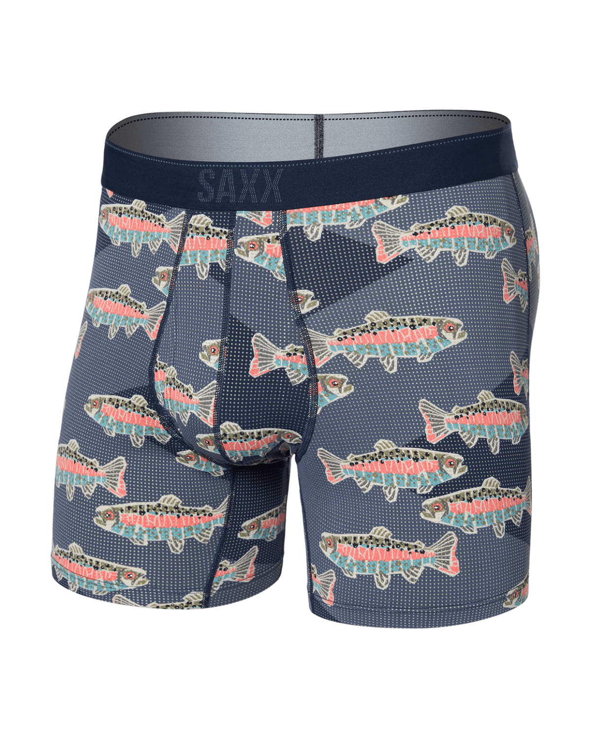 $34 SAXX Men’s Quest Quick Dry Mesh Boxer Brief Fly-Mosaic Trout - Medium - New