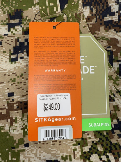 SITKA Gear Men's Gore-Tex Optifade Subalpine Equinox Guard Pants 42R   50247-SA