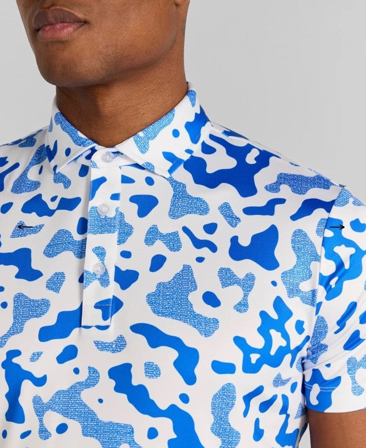 $110 Redvanly Men’s Camo Barres Golf Performance Stretch Polo Shirt-Blue-Medium