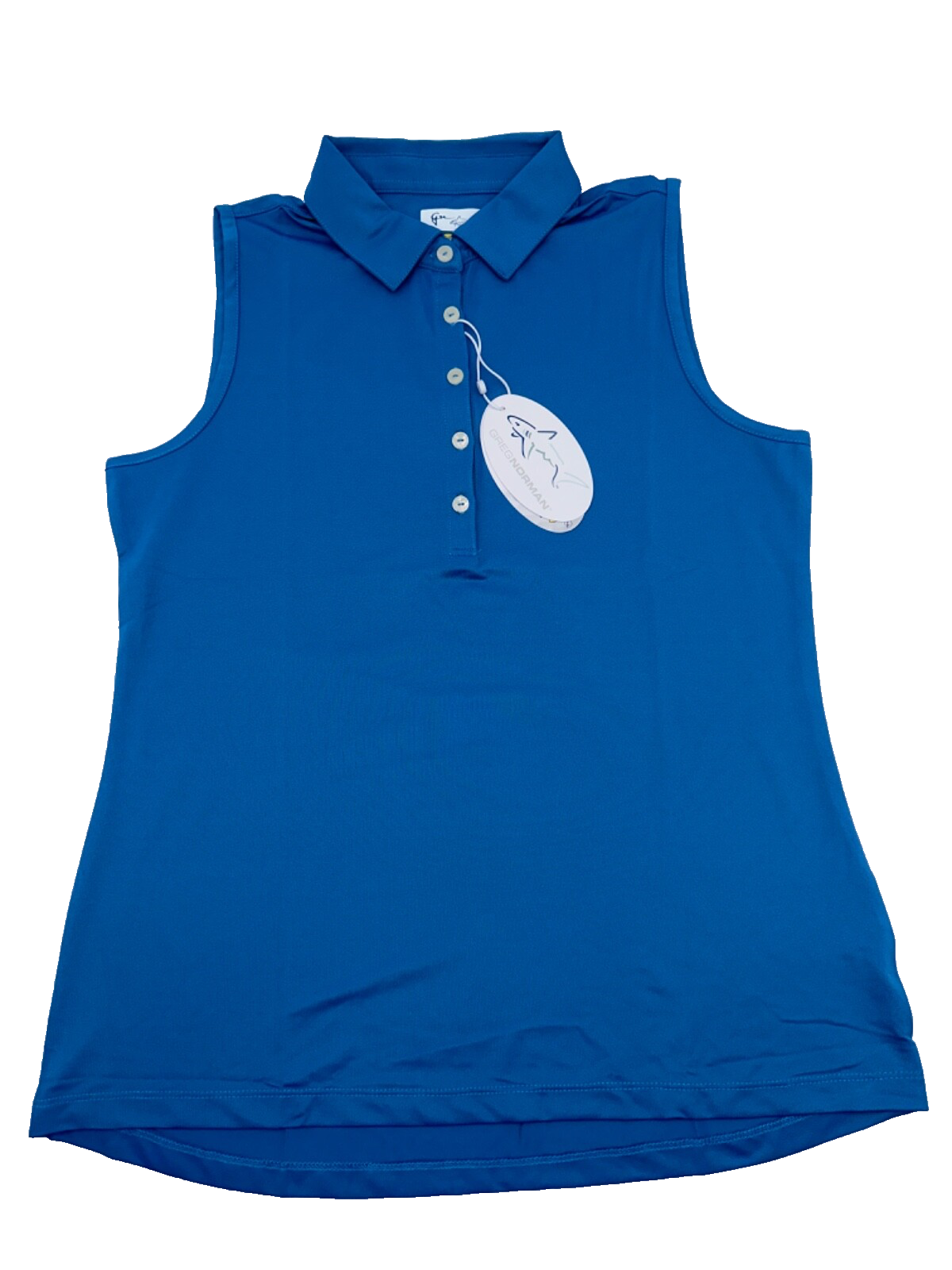 Greg Norman Women’s Freedom Sleeveless Micro Pique Polo-Cornflower Blue-Medium