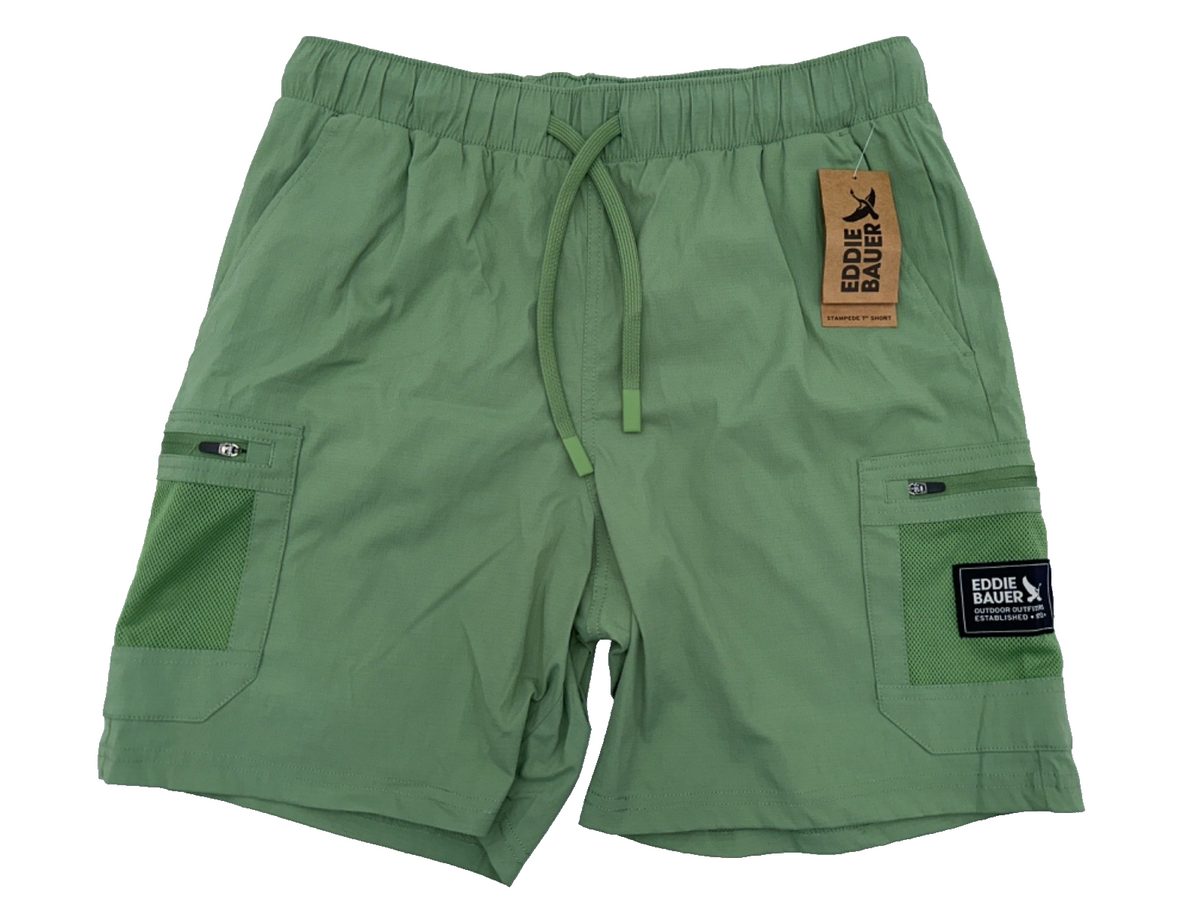 $65 Eddie Bauer Men's Kashmir Stampede Shorts 7” - Green - Large- New With Tag