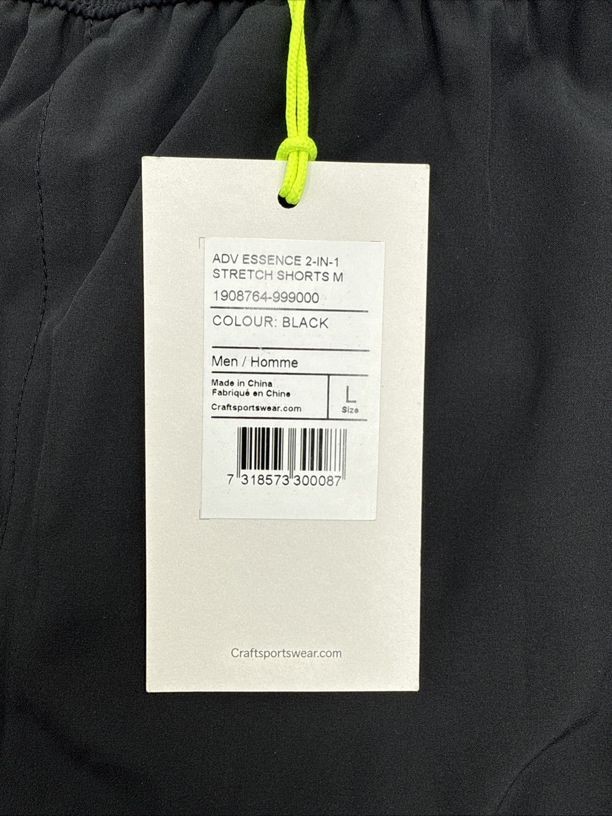 $65 Craft Men’s Adv Essence 2-in-1 Stretch Shorts- Black- Large - New with tag