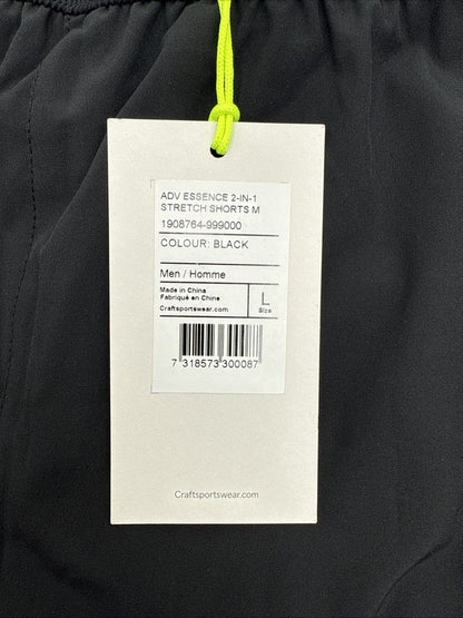 $65 Craft Men’s Adv Essence 2-in-1 Stretch Shorts- Black- Large - New with tag