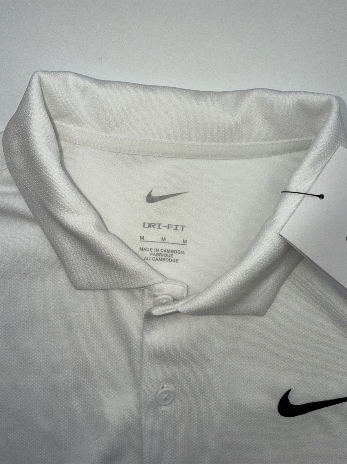 $50 Nike Men's Dri-FIT Short Sleeve Golf Polo FZ5646 - White - Medium - NEW