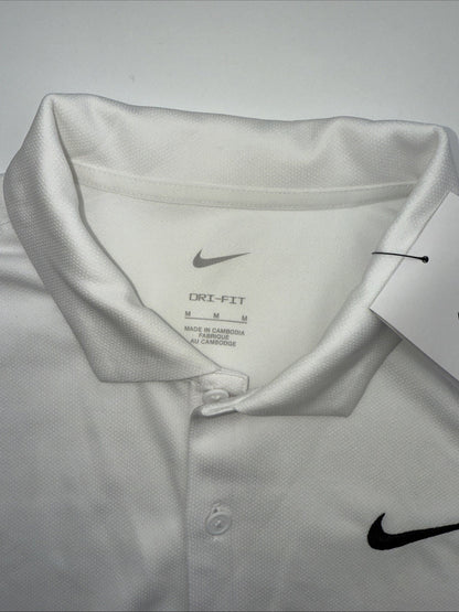 $50 Nike Men's Dri-FIT Short Sleeve Golf Polo FZ5646 - White - Medium - NEW