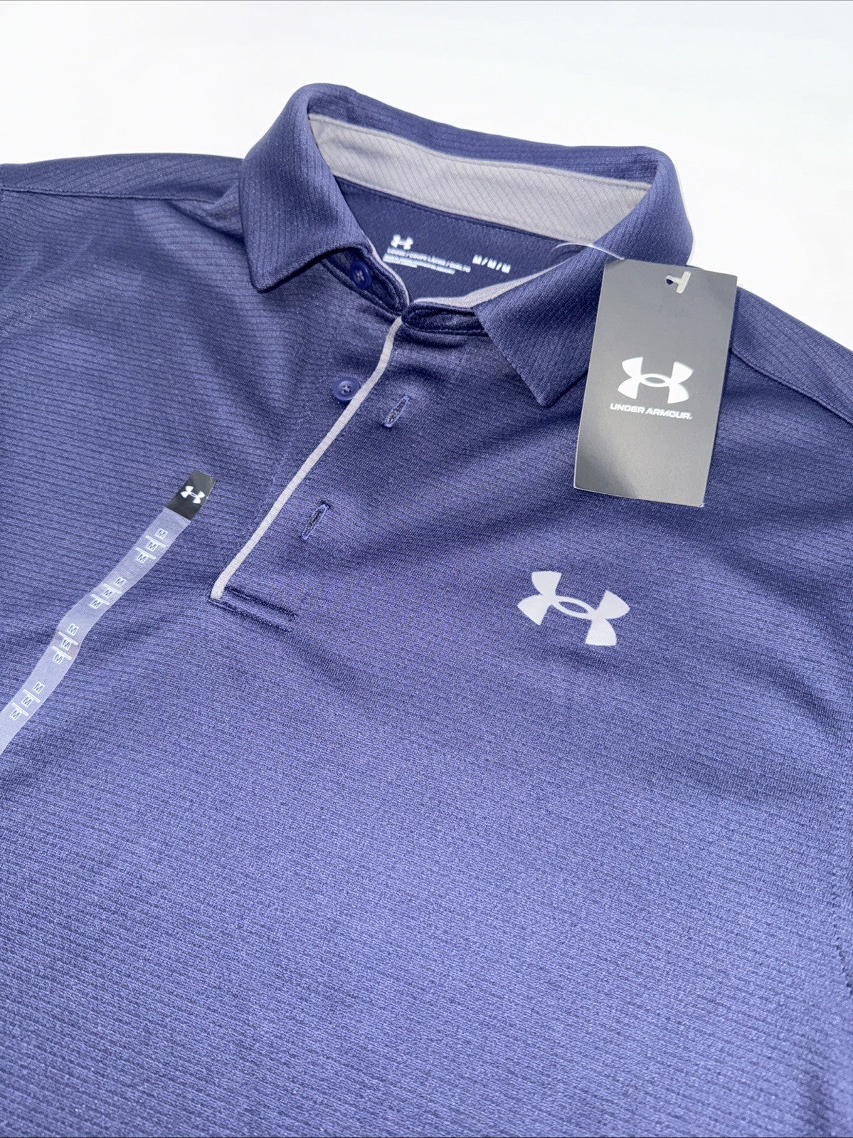 $45 Under Armour Men's Tech Golf Polo - Navy/Graphite - Medium- New Tags