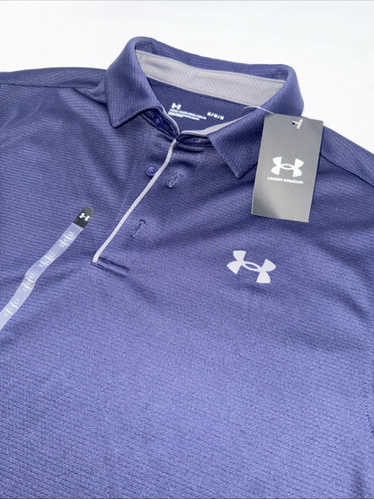 $45 Under Armour Men's Tech Golf Polo - Navy/Graphite - Medium- New Tags