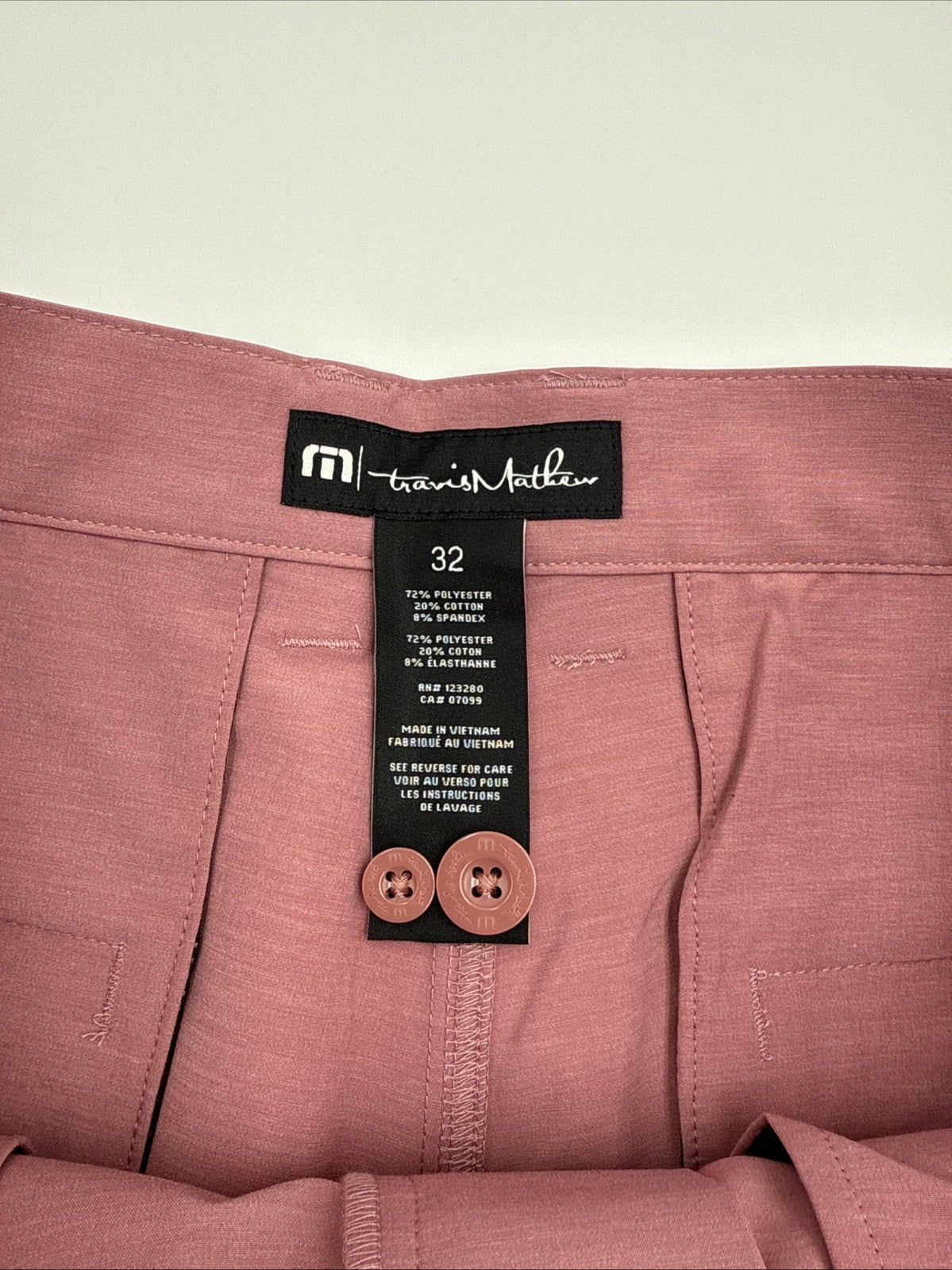 Travis Mathew Men’s Bermuda Comfort Stretch Easy Golf 8” Shorts-Heather Red -32W