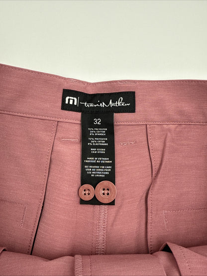 Travis Mathew Men’s Bermuda Comfort Stretch Easy Golf 8” Shorts-Heather Red -32W