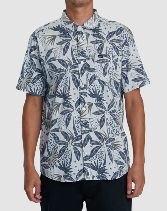 $60 RVCA Men's Anytime Short Sleeve Woven Shirt - Metal - Medium - New With Tag