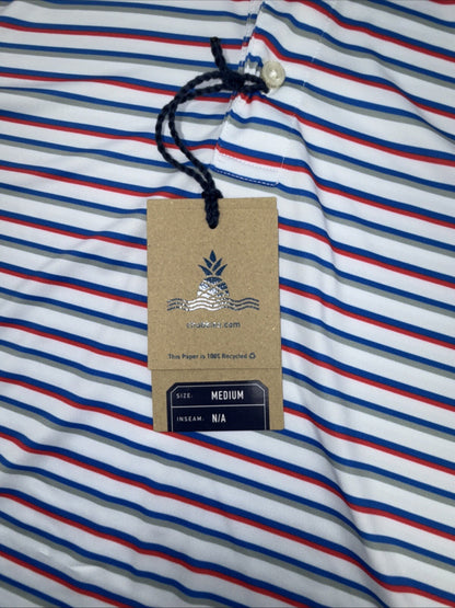 Chubbies Men's The 4th Of Ju-Line Performance Polo Shirt-White Multi-Medium-New