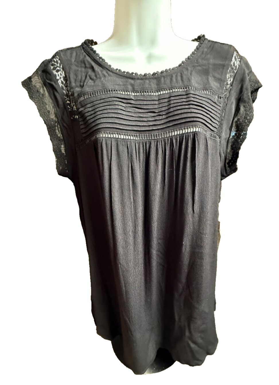 Daniel Rainn Women’s-Lace Detail Blouse-Black-Large-New Tag