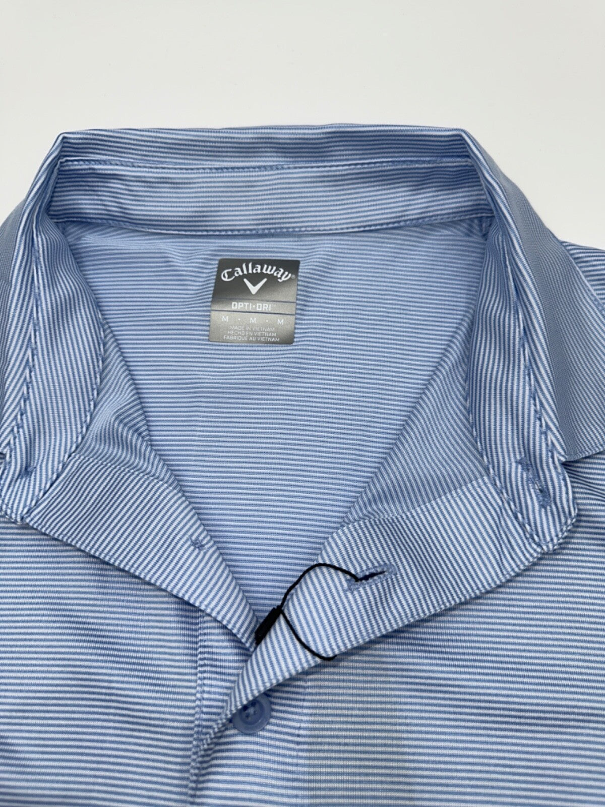 $70 Callaway Men’s Opti Dri Striped Golf Polo- Chambray- Medium- New With Tags