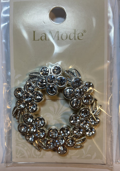 Lot Of 3 Cards La Mode Silver Rhinestones Button 44mm Buttons 400060060- 1 Count
