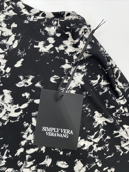 $35 Simply Vera Tie Front Pin-tuck sleeveless Top-Textured Black-Medium-New Tag