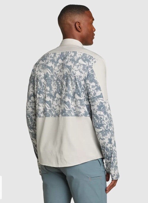 $90 Eddie Bauer Men’s Twin Hybrid Shirt Long Sleeve Button Down-Grey-Small-New