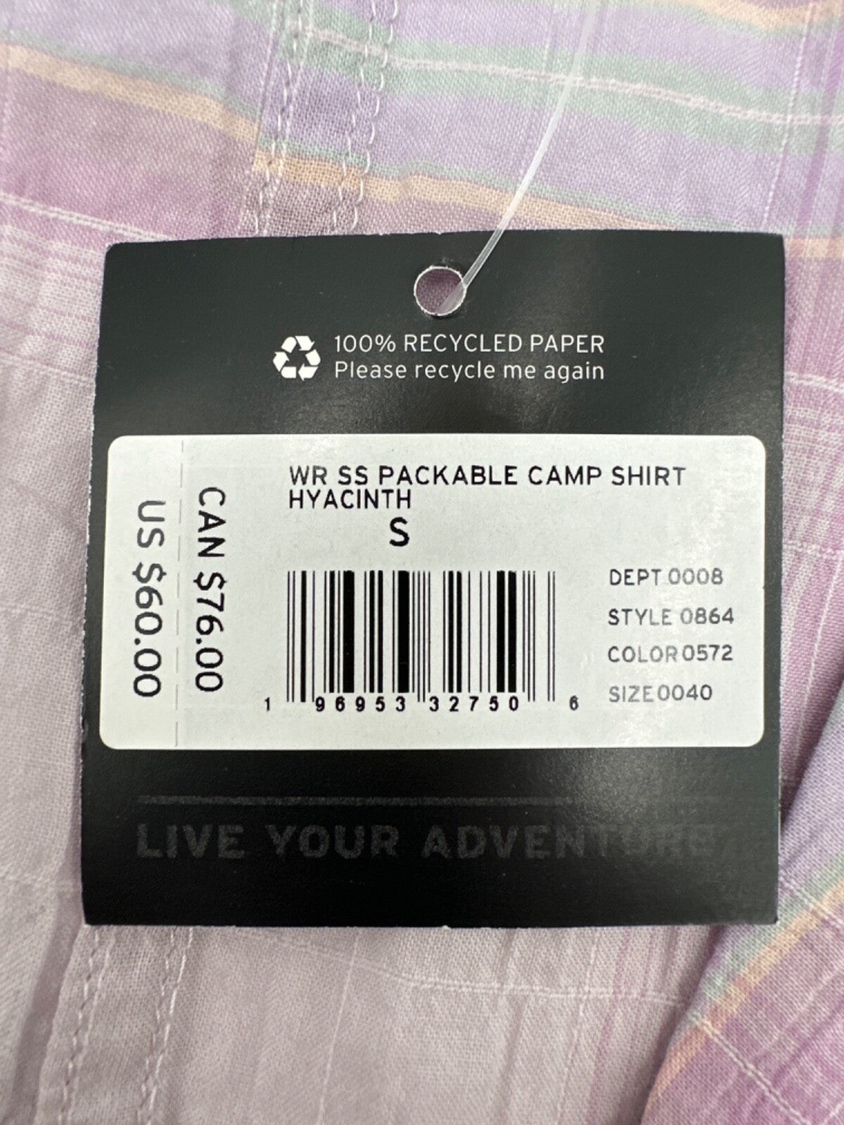 $60 Eddie Bauer Women’s Plaid Packable Camp Shirt - Hyacinth - Small - New