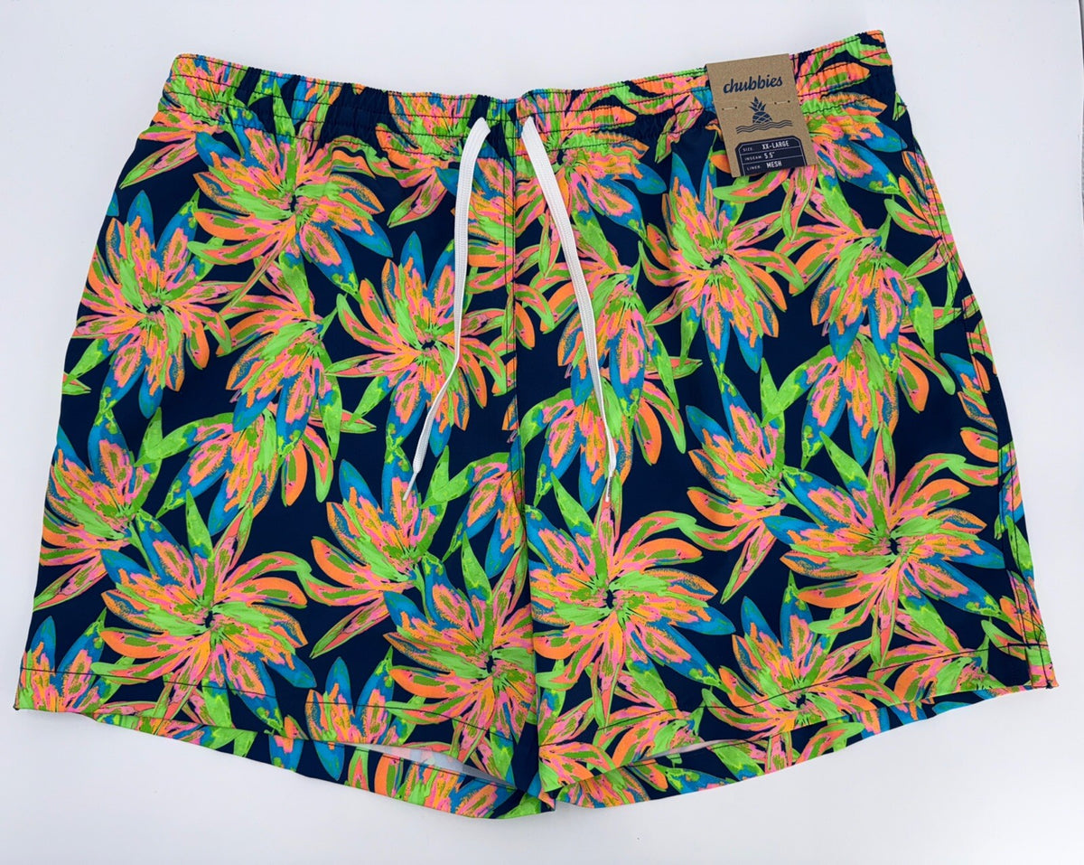 $70 Chubbies The Ocean Flowers 5.5" Inseam Swim Trunks-Multi -2XLarge -New Tag
