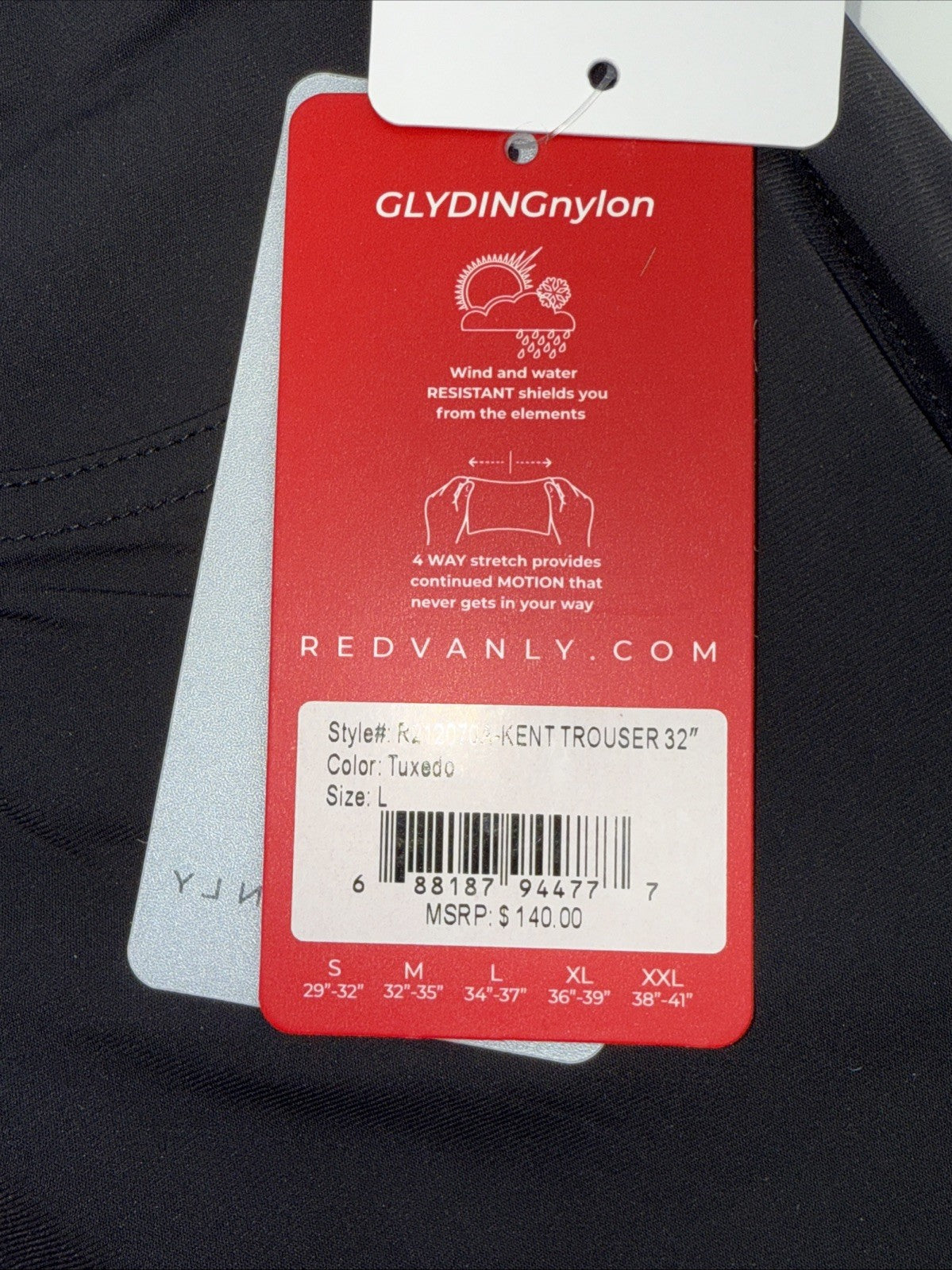 $140 Redvanly Men’s Kent Golf Pants - Black- Large - New With Tags
