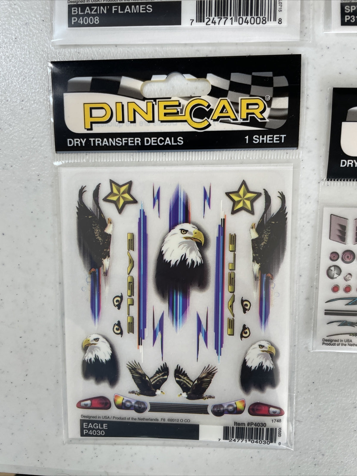 Lot Of 4 PineCar Drag Racer Dry Transfer Decals - P4008,P4030,P312,P4013