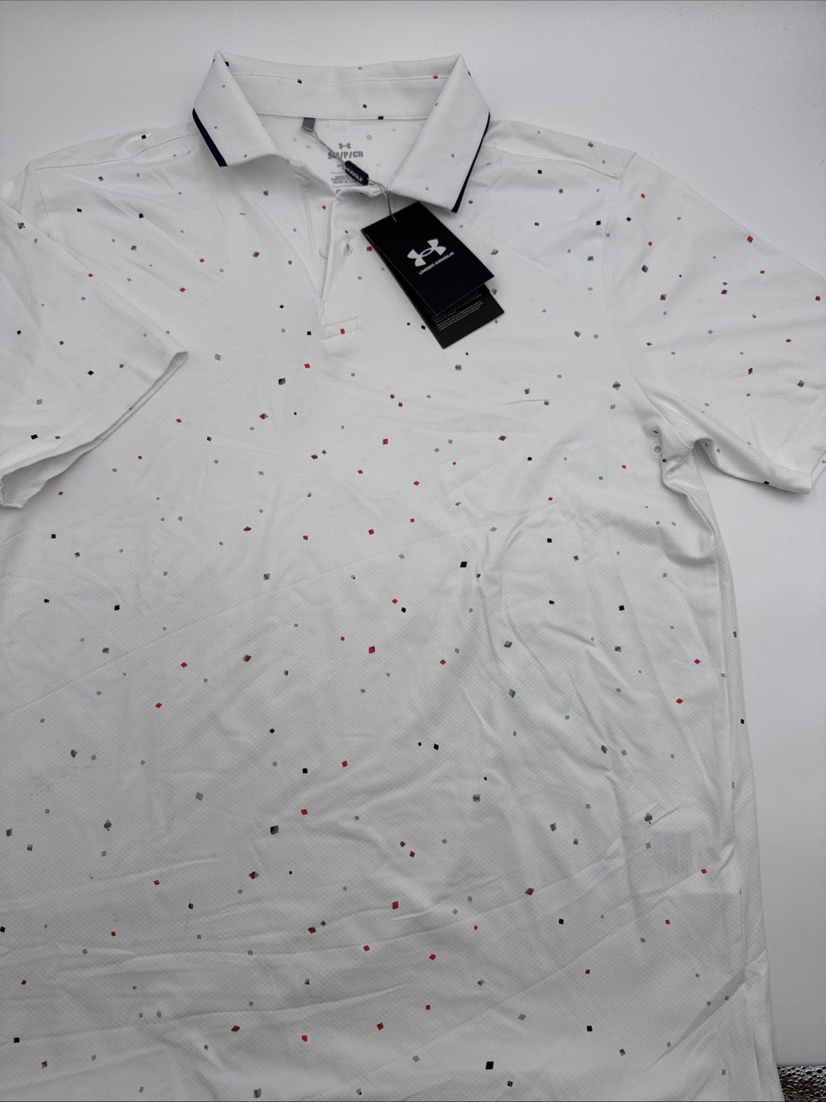 $75 Under Armour Men's ISO Chill Diamond Scatter Polo - White - Small - New Tag