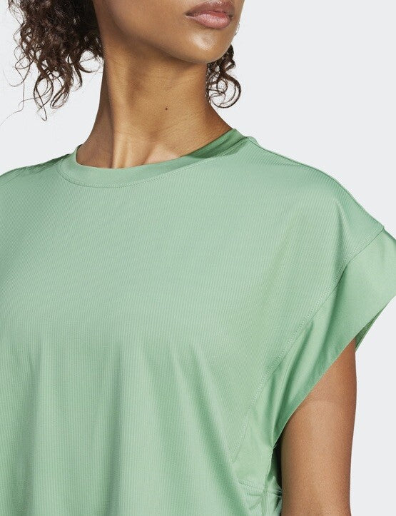 Adidas Women’s Cropped Studio Yoga Tee - Preloved Green - Size Med - NWT