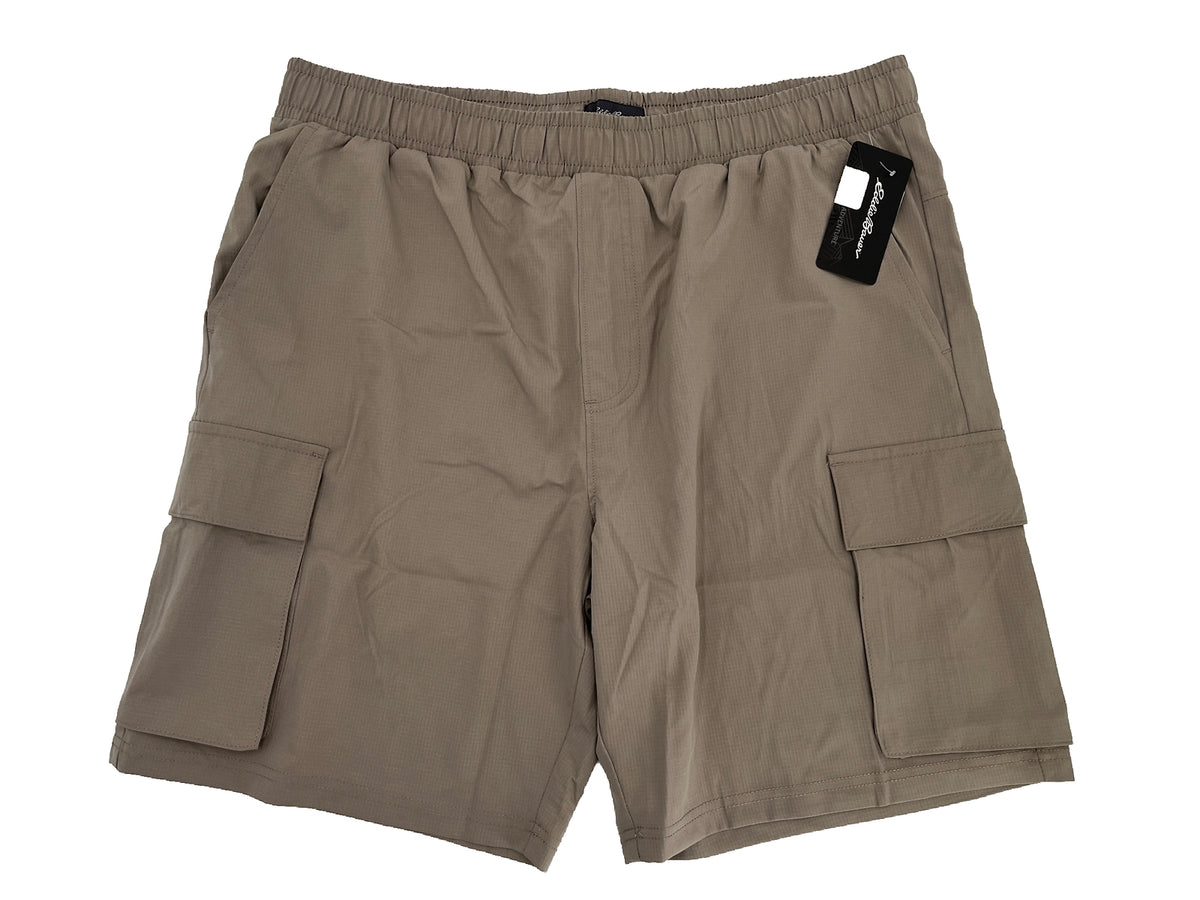 $60 Eddie Bauer Men's Inland 8” Woven Tech Drawstring Pull On Shorts-Taupe-Large
