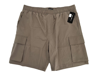 $60 Eddie Bauer Men's Inland 8” Woven Tech Drawstring Pull On Shorts-Taupe-Large