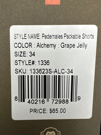 $65 Howler Brothers Men’s Pedernales Short - Grape Jelly - Size 34 - New