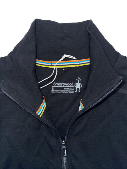 $120 Smartwool Men's Classic Thermal Merino 1/4 Zip Base Layer Top-Black-Small