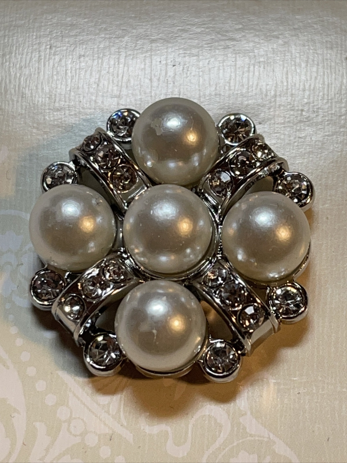 Lot Of 3 Cards La Mode Pearl rhinestones 27mm Buttons 400060072 Rounded 1 Count