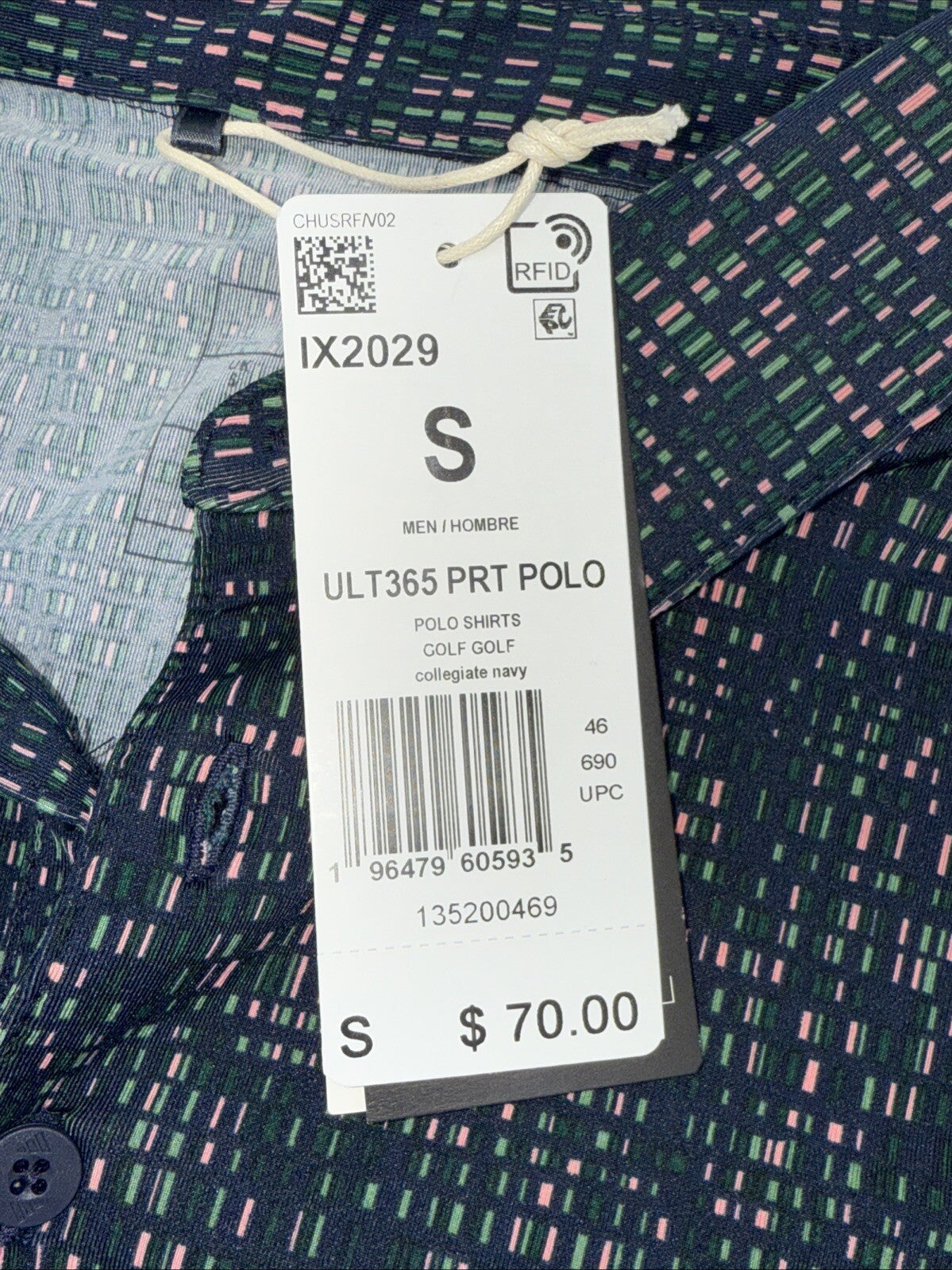 $70 Adidas Men’s Ultimate365 Power Grid Print Shirt -Collegiate Navy- Small-New