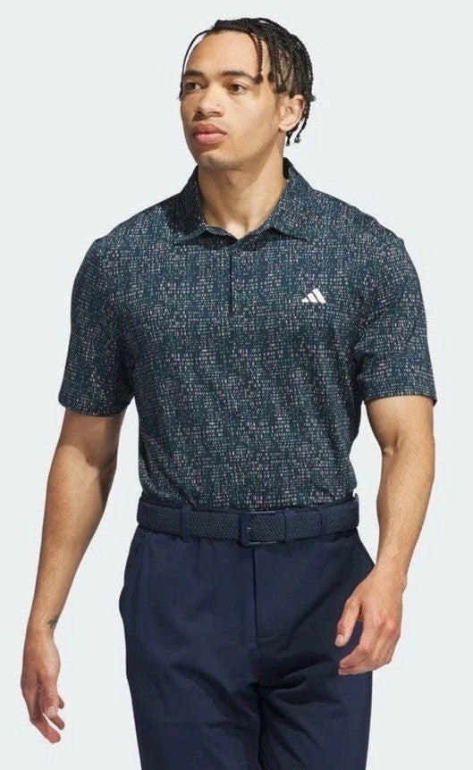 $70 Adidas Men’s Ultimate365 Power Grid Print Polo- Collegiate Navy-Medium-New