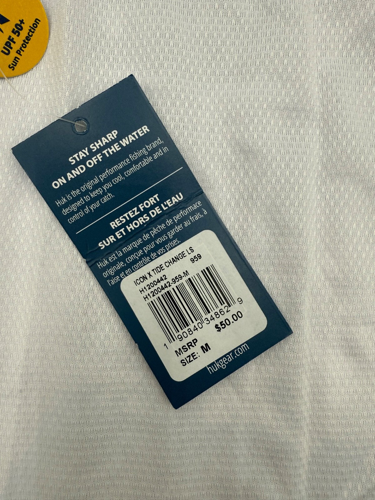 $50 HUK Men’s- Icon X Tide Change Long Sleeve Shirt- Grey Camo/ White- Medium
