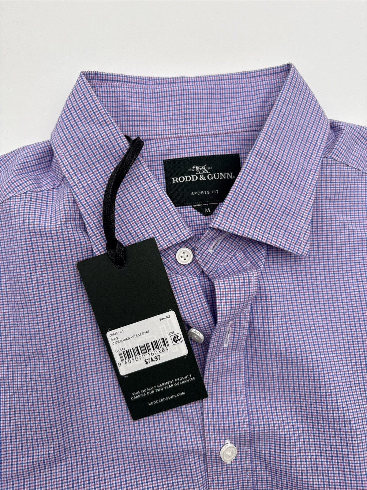 $125 Rodd and Gunn Men's Care Runaway Long Slv Button Up Shirt-Blue/Red-Medium