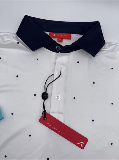 $110 Redvanly Men’s Ramey Golf Performance Polo Shirt-Bright White -Small-New