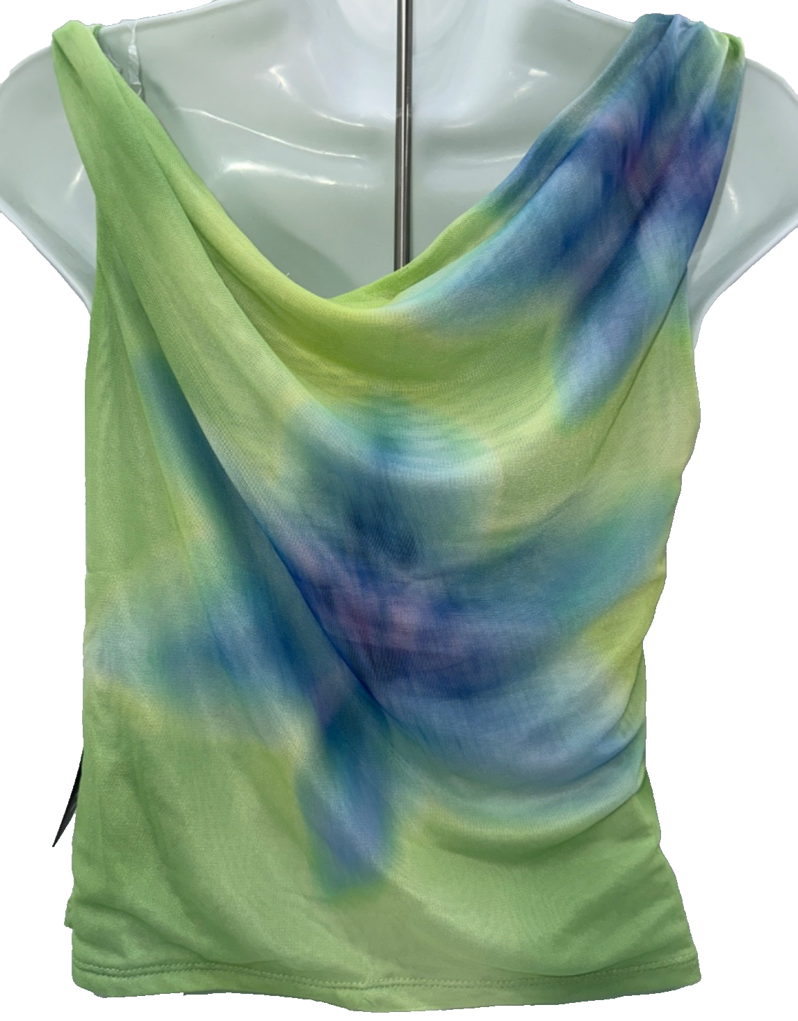 Madden Girls Asymmetrical Twist Strap Top Shirt- Citron Combo - Large - New Tag