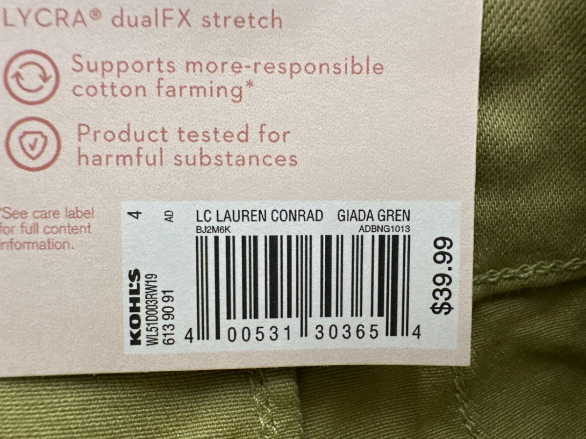 $40 Lauren Conrad Women's Super High Rise Patch Pocket Short-Giada Green-Size 4