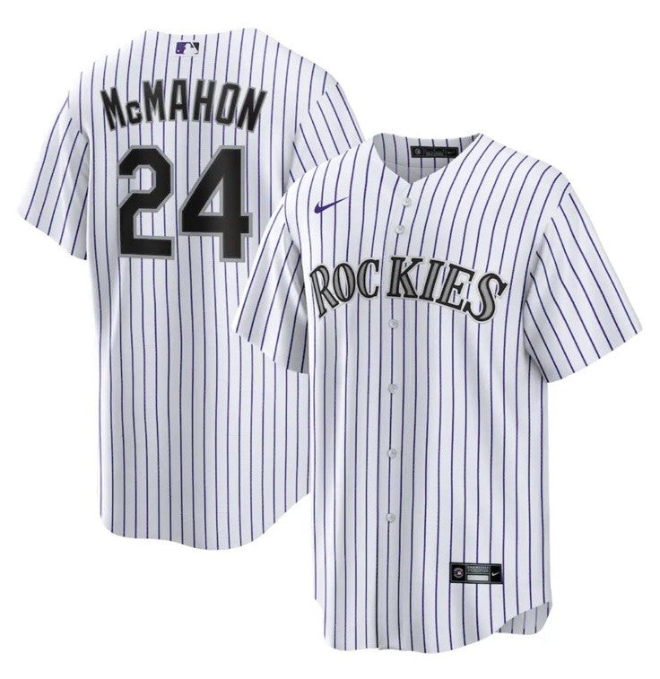 $135 Nike Mens Official Colorado Rockies Ryan McMahon #24 White Jersey-Large-New