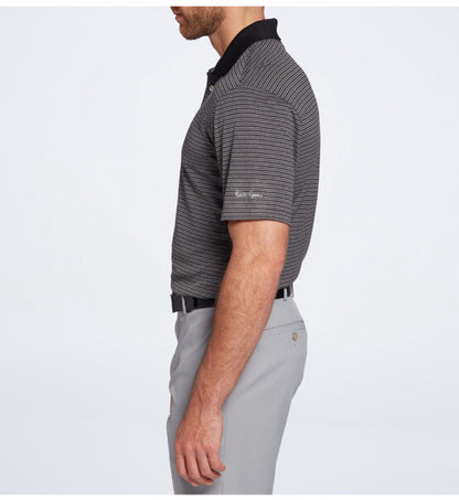 Walter Hagen Men’s Essentials Stripe Golf Shirt Polo-Black/Grey-Small-New Tag$60