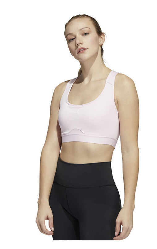 Adidas Powerreact Training Medium-Support Padded Bra- Clear Pink- MAC - New$35