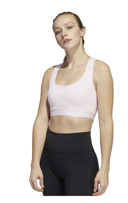Adidas Powerreact Training Medium-Support Padded Bra- Clear Pink- MAC - New$35
