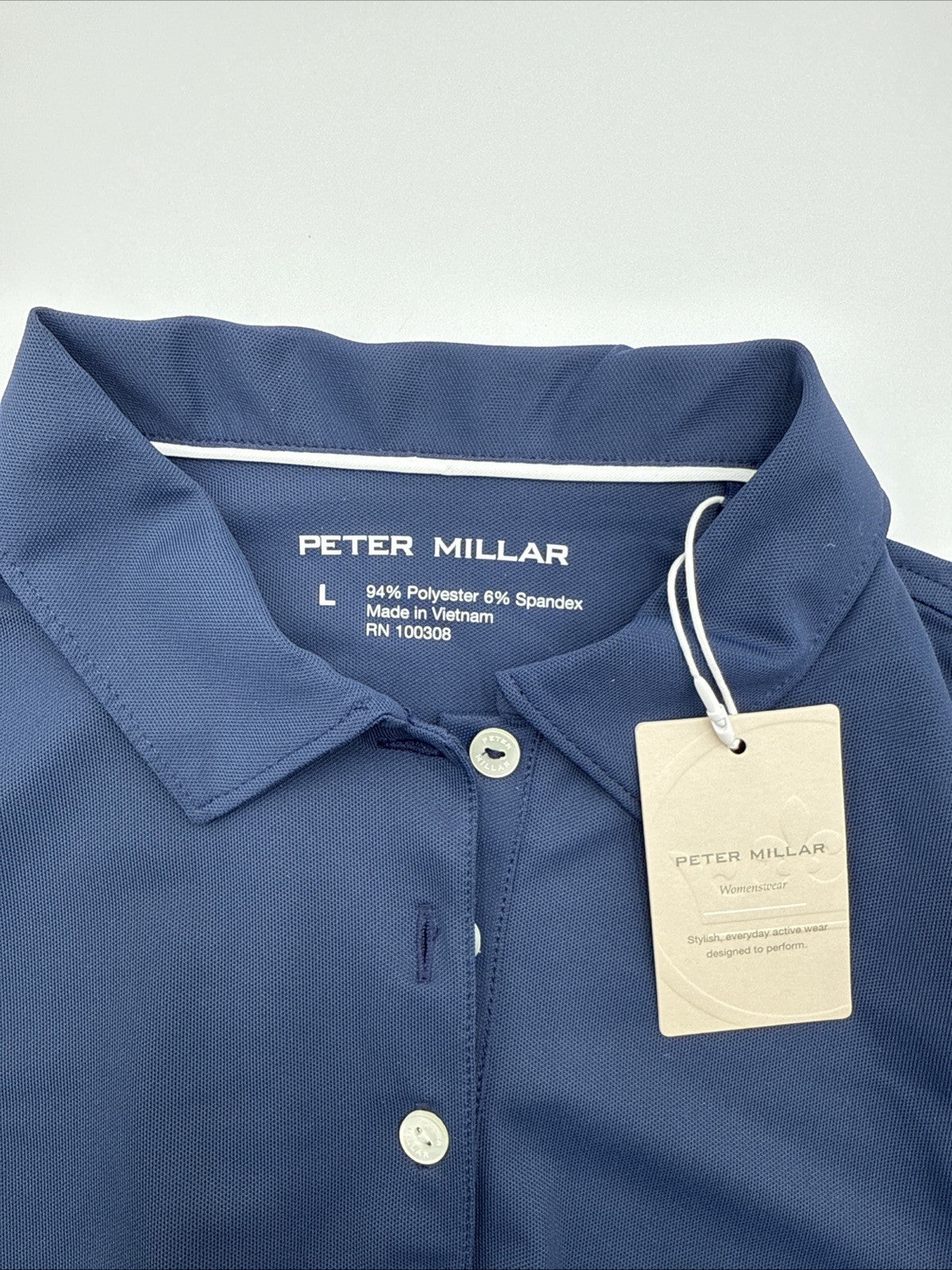 $85 Peter Millar Women’s Sleeveless Banded Polo Shirt - Navy - Large - New Tag