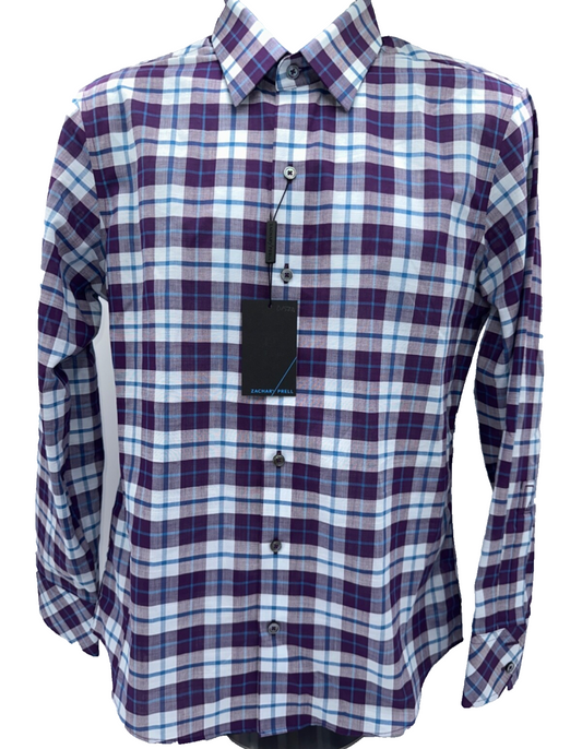 $228 Zachary Prell Men's Button Down Shirt - Clapper Purple - Small - New Tags
