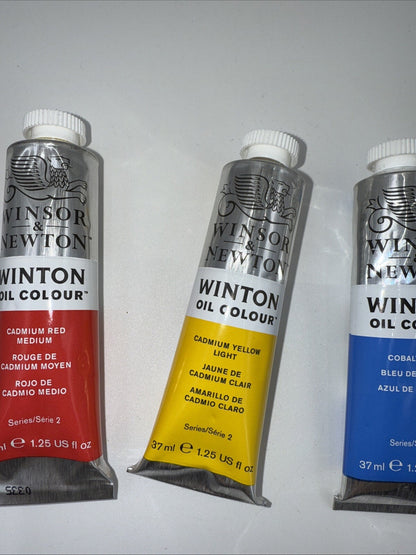 Combo Of 3 Winsor and Newton Winton Oil Colour 1.25 oz. Cadmium Red,Yellow,Blue